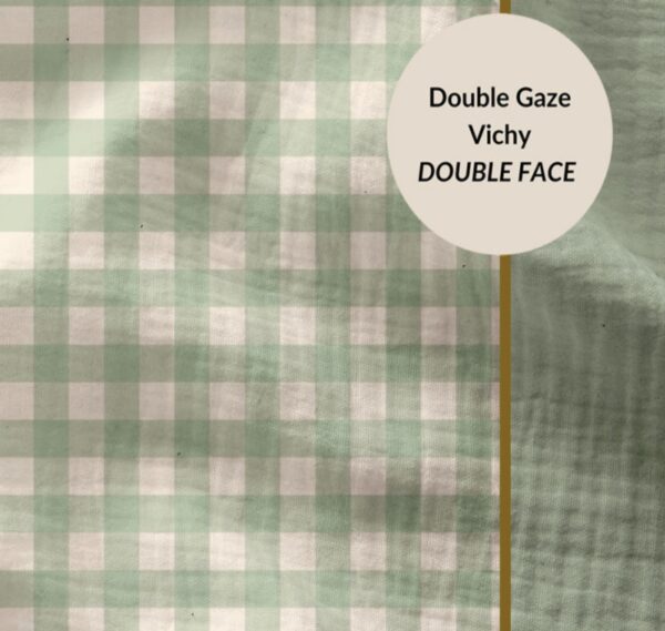 Double gaze Vichy vert de gris